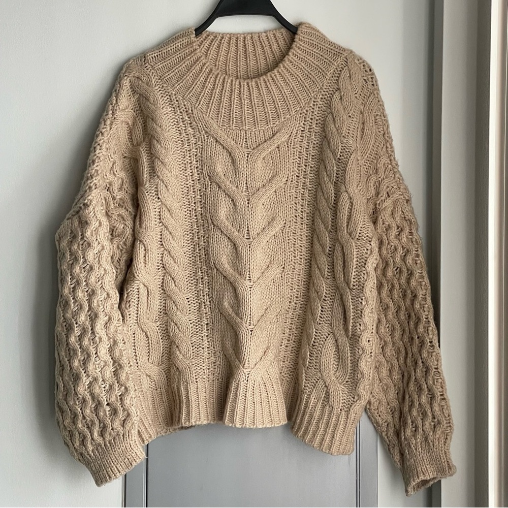 CARA & THE SKY Cream Chunky Cable Knit Sweater